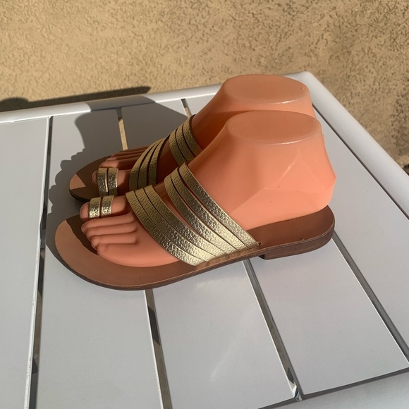 Kurt Geiger London summer gold leather shoes size 6-6.5 ( European 36.5) - Picture 3 of 14